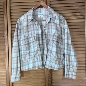 Abercrombie&Fitch Soft A&F Collection Oversized Cropped Flannel-Size M